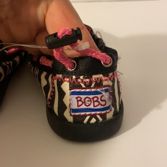 Sketchers bobs white black pink sparkles slip on shoes size 12 NEW - Picture 8 of 10